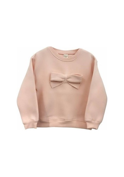 Kız Çocuk Fiyonklu İçi Şardonlu 3 İplik Sweatshirt-15057 SOMON