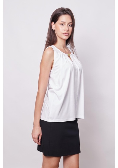 Jument Kadın Kırışmaz Span Karışımlı Geniş Sıfır Yaka Yakası Pileli Aksesuarlı Kolsuz T-shirt Bluz-beyaz Beyaz Jument Kadın Kırışmaz Span Karışımlı Geniş Sıfır Yaka Yakası Pileli Aksesuarlı Kolsuz T-shirt Bluz-beyaz Beyaz