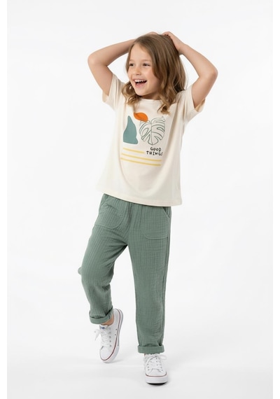 Miababy Oversize Baskılı Müslin Takım Çağla Yeşili