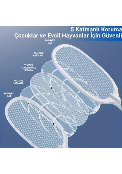 Coofbe Şarjlı 12000mah 300v 5 Katmanlı Uv Işıklı Elektrikli Sivrisinek Öldürücü Raket Sinek Öldürücü Sineksavar