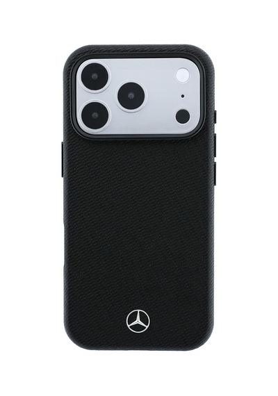 Apple Uyumlu iPhone 18 Pro Kılıf Mercedes Benz Lisanslı M-safe Uyumlu 3d Metal Logolu Wrap Wood Deri Kapak Siyah