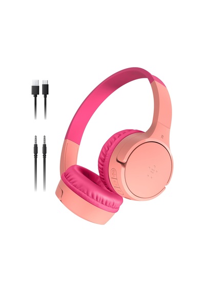 Belkin Soundform Mini Çocuk Kablosuz Kulaklık Pembe Dahili Mikrofon, 30 Saat Çalma, Eğlenceli Çıkartmalar, Okul Ve Seyahat İçin, iPhone, Apple iPad, Galaxy Uyumlu