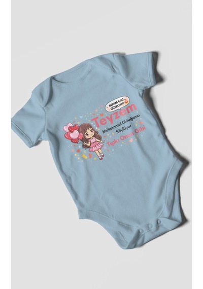 Morivokids Teyzeye Özel Kısa Kollu Bebek Body %100 Pamuk Zbn89-kk Bebe Mavisi