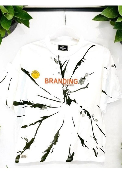 Carinos Erkek Çocuk Oversize Desenli Tshirt-14632 Beyaz