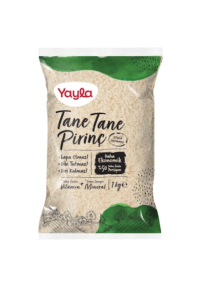 Yayla Tane Tane Pirinç 1 Kg - Pilavlık Kaliteli Pirinç 5'li Avantaj Paketi - 5 Adet Tarı