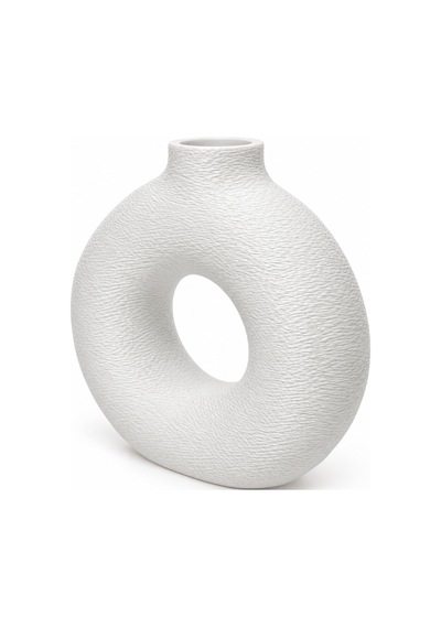 Minimalist Geometrik Dekoratif Vazo Beyaz