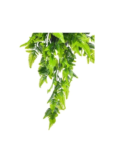 Yapay Çiçek Sarkan Boston Fern Yapraklı Bitki Küçük Siyah Saksıda Yapay Sarmaşık 55cm