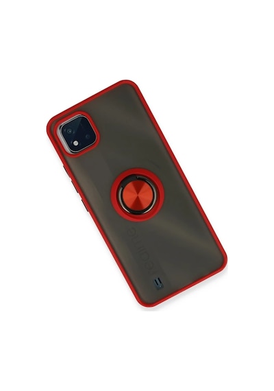 Realme C11 2021 Uyumlu Kılıf Montreal Yüzüklü Silikon Kapak - Kırmızı