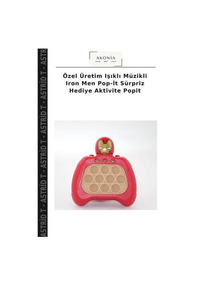 Özel Üretim Işıklı Müzikli Iron Men Pop-it Sürpriz Hediye Aktivite Popit