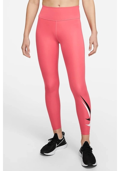 Nike One Dri Fit Big Double Swoosh Leggings 7/8 Toparlayıcı 2 İç Cepli Koyu Pembe Tayt Pembe