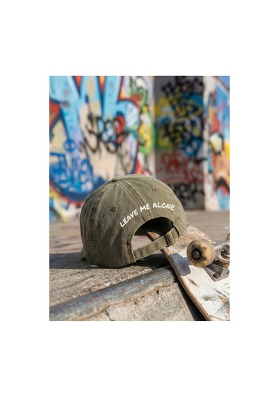 Emybox Unisex Arkası Baskılı Yıkamalı Pamuk Şapka -arkası Yazılı Ayarlanabilir Eskitme Vintage Kep. Zeytin Yeşili