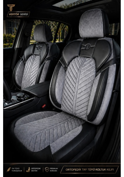 Renault Megane 1-3 1996-2016 Uyumlu Süvari Serisi Gri Siyah Oto Koltuk Kılıfı