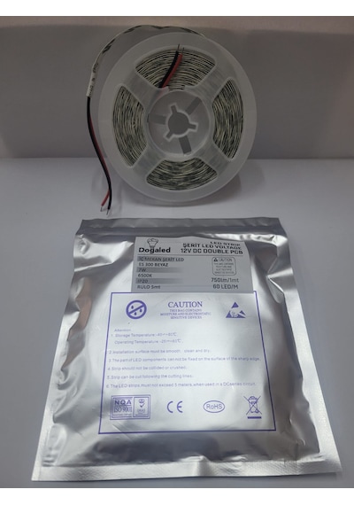 Doğaled 12v İç Mekan 3 Çipli Beyaz Şerit Led 5 Mt 5 metre