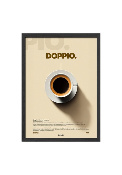 Doppio Kahve Siyah Ahşap Çerçeveli Poster, Dekoratif Duvar Tablosu