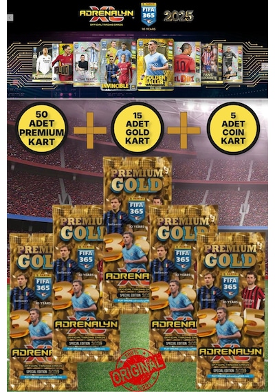 Panini Adrenalyn Fifa 365 - 2025 Premium Gold Card - Özel Futbolcu Kartları - 5 Paket