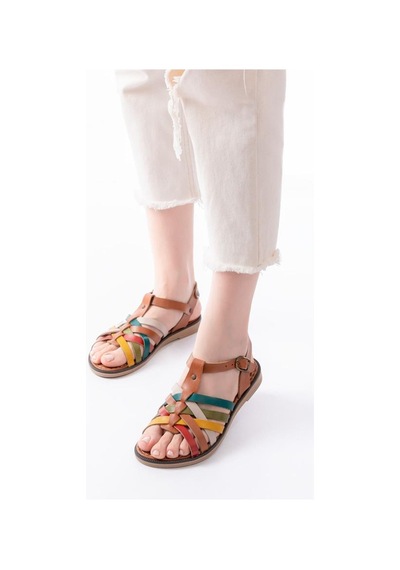 Alemdarshop 205-208 Multi Hakiki Deri Ortopedik Taban Kadın Sandalet