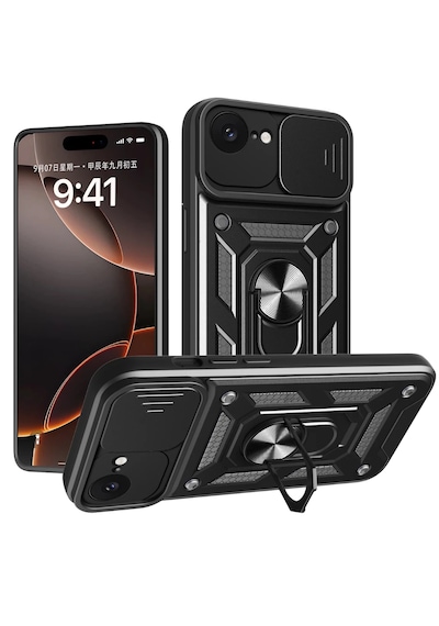 Apple Uyumlu iPhone 16e Kılıf Kamera Korumalı Sürgülü Military Tank Kapak Zırh