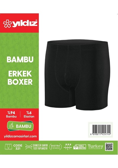 3'Lü Beyaz Bambu Erkek Boxer 320 001