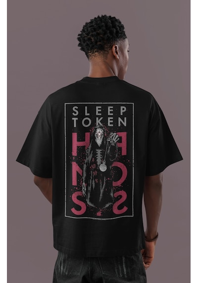 Tasarım Sleep Token Rock Metal Müzik Grubu Sırt Baskılı Unisex Ov Siyah