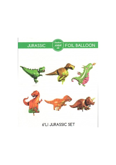 Dinazorlar Jurassic Folyo Balon Set 6'Lı 20Cm