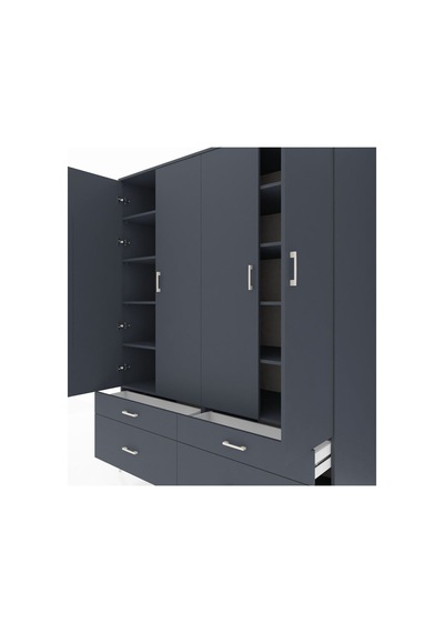 Kronos Gardrop 10 Raflı 4 Çekmeceli 4 Kapaklı 176x59x221 Antrasit-antrasit Antrasit Kronos Gardrop 10 Raflı 4 Çekmeceli 4 Kapaklı 176x59x221 Antrasit-antrasit Antrasit