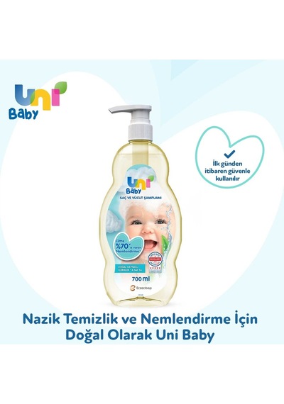 Uni Baby Bebek Saç Ve Vücut Şampuanı 700ml Klasik Pompalı 3lü