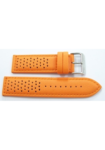 Bizon Turuncu Deri Saat Kordonu 24Mm Delikli Spor Saat Kayışı Dik