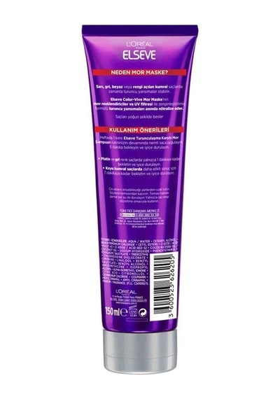 L'oreal Paris Elseve Turunculaşma Karşıtı Renk Düzeltici Mor Maske 150 Ml