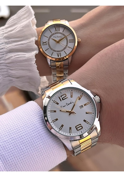 Pierre Cardin Bay Ve Bayan Çiftlere Özel Çelik Kordon Çift Kol Saati 30 Mt Su Gecirmez Cf.pr8046.m3 Gümüş - Sarı