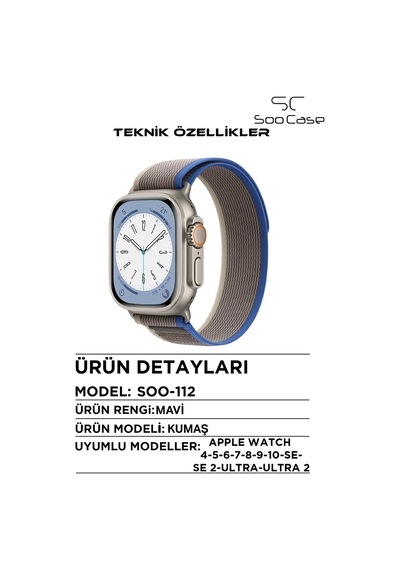 Apple Watch Uyumlu Alpine Kumaş Kordon 42-44-45-49 Mm Soo-112