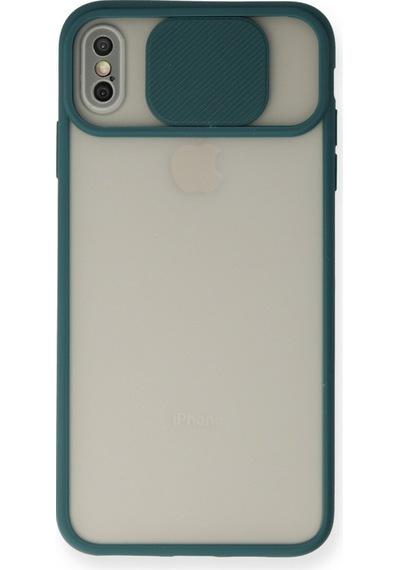 Apple iPhone  Uyumlu,  X Kılıf Palm Buzlu Kamera Sürgülü Silikon - Yeşil