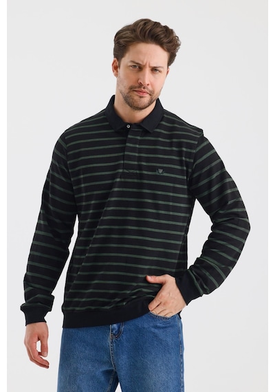 Alexander Gardi Alexandergardı Polo Yaka Çizgili Regular Fit Sweatshırt Wk25214 001