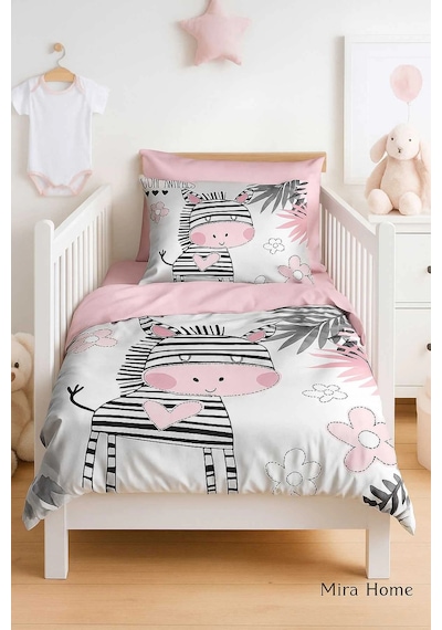 Dijital Baskılı 3d Pamuklu Yenidoğan Bebek Nevresim Takımı Baby Zebra Çok Renkli