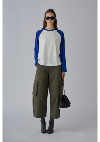 Suud Collection Mavi Reglan Çift Renk Tişört