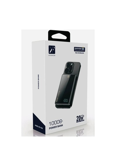 Jenerik Pw598 10.000 Mah Dijital Göstergeli 20w Type-c Ve 15w Kablosuz Şarj Pd Hızlı Şarj Magsafe Po Siyah
