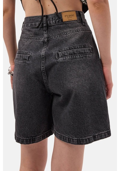 it's basic Kadın Koyu Füme 2s6-1 Skater Midi Boy Bermuda Denim Şort Çok Renkli
