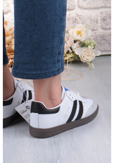 Fort Cool Angola Rahat Esnek Kadın Sneaker Ayakkabı Beyaz - Siyah