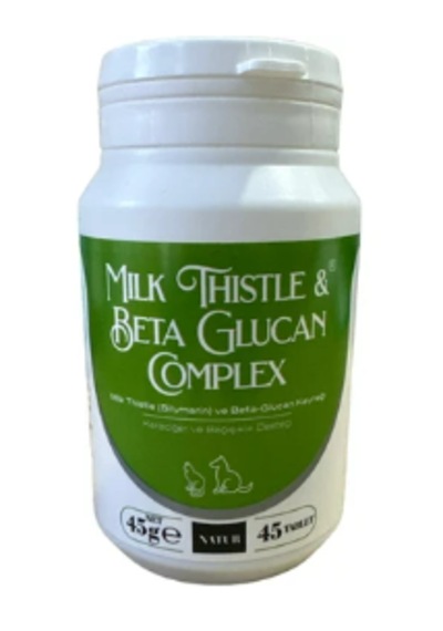 Natur Milk Thistle Beta Glucan Kedi Köpek Karaciğer Detoks Ve Bağışıklık Takviyesi 45 Tablet