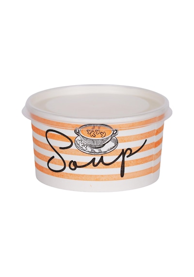 Kapaklı Karton Çorba Kasesi 14 Oz - 25 Adet