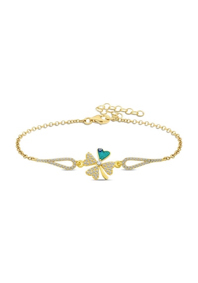 925 Ayar Gümüş Gold Nazarlı Yonca Bileklik Gümüş - Rose Gold