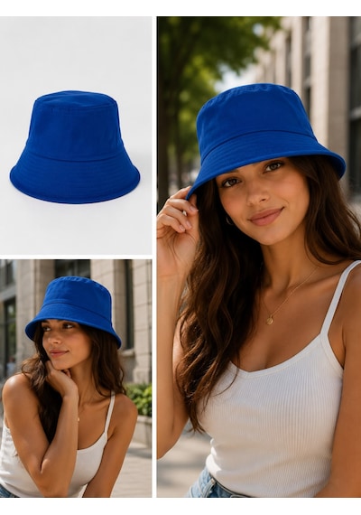 Lacivert Kadın Bucket Şapka Günlük Kullanım Ve Güneş Şapkası