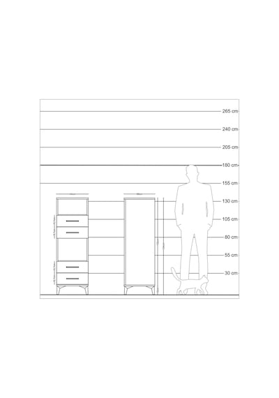 Kronos Dolap 2 Raflı 4 Çekmeceli 44x59x134 Antrasit-çam Antrasit