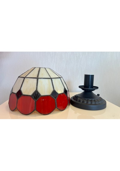 Yüceeller Tavan Vitray Avize 30 Cm 12" Kırmızı