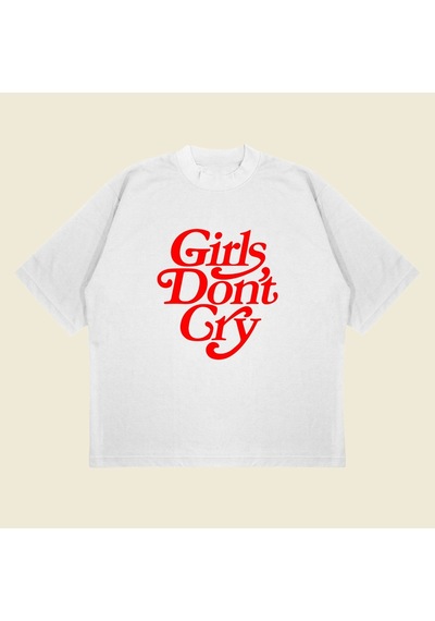 Startmore Girls Don T Cry Baskılı Oversize Unisex Pamuklu Nefes Alan Kalın Kumaşlı Beyaz