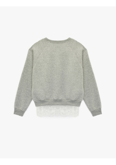 Koton Dantel Detaylı Bisiklet Yaka Uzun Kollu Oversize Sweatshirt Kar Melanj 6sal10333ık Gri Melanj Koton Dantel Detaylı Bisiklet Yaka Uzun Kollu Oversize Sweatshirt Kar Melanj 6sal10333ık Gri Melanj