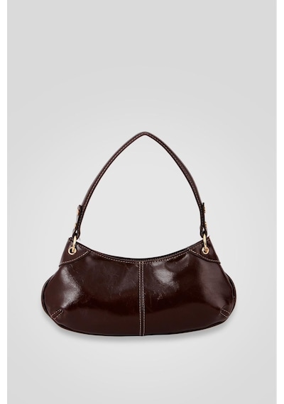 Lovelystore Bükreş Model Omuz Ve El Çantası Parlak Kırçıllı Yapılı Fermuarlı 33x14 Acı Kahverengi