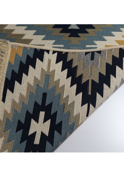 Çift Taraflı Yıkanabilir Dokuma Kilim 6 Metrekare Zilli Turkuaz 200x300cm Turkuaz - Mavi