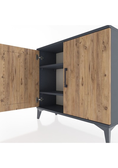 Arges Şifonyer 2 Raflı 2 Kapaklı 88x30x80 Antrasit-çam Antrasit