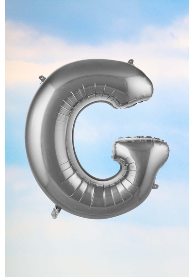 G Harfi Gümüş Folyo Balon 100 Cm 40 Inç 1 Metre Silver Çok Renkli