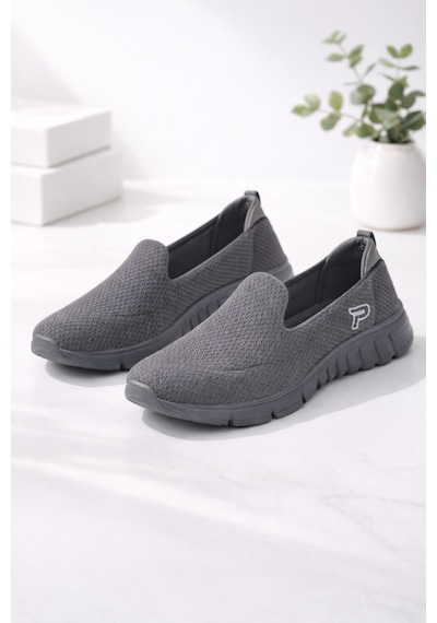 Kadın Ortopedik Hafif Taban Günlük Yürüyüş Ayakkabısı Esnek Rahat Sneaker Gri